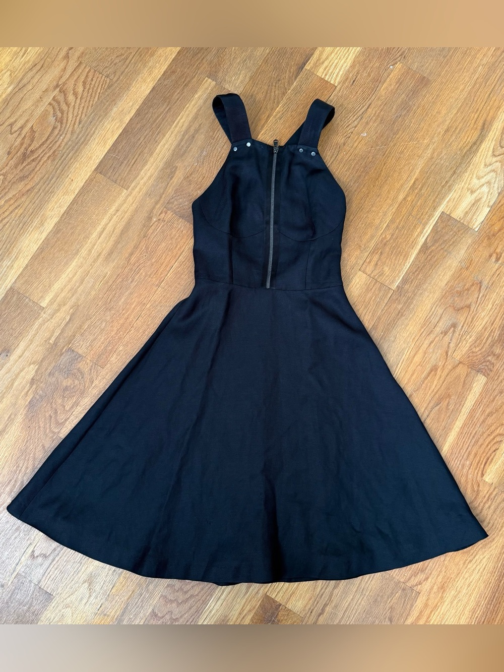 Proenza Schouler Vintage Y2K Archival Black Zip-Front Flared Mini Dress - Small